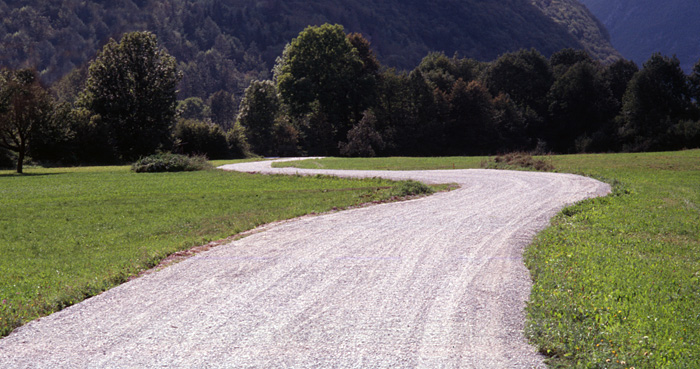 A winding dirt track in Slovenia